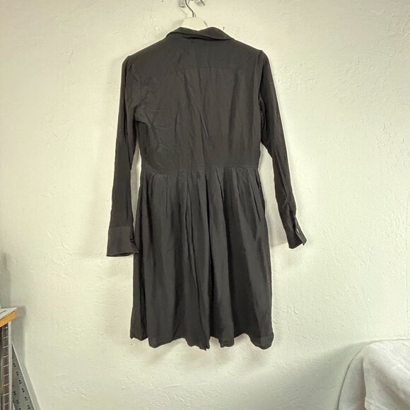 Tylho Womens Long Sleeve Black 100% Silk Button Down Shirt Dress Small Casual - Picture 2 of 9